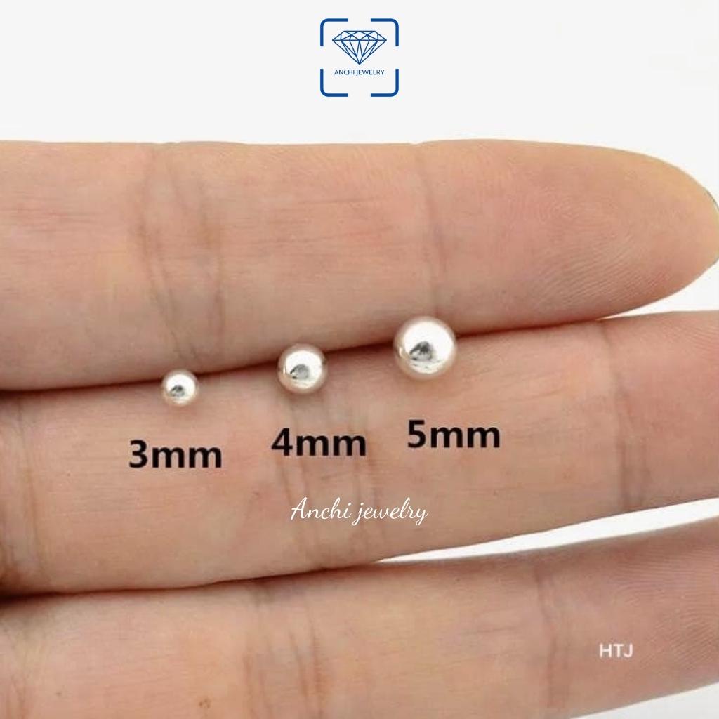 Khuyên tai bi bạc 2mm - 5mm, chuẩn bạc ý 925 cao cấp - Anchi jewelry