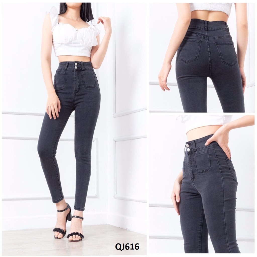 Quần jeans nữ lưng cao hack dáng hai túi nhỏ QJ616