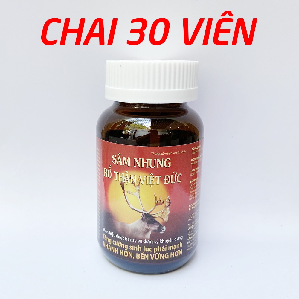 Sâm Nhung Bổ Thận tăng sinh lý nam, mạnh gân cốt, giảm tiểu đêm - 30 viên (Sâm Nhung Bổ Thận Việt Đức Đỏ)