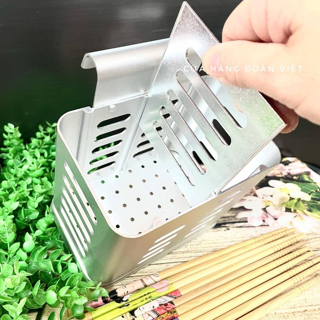 Ống vắt đũa muỗng, ống đựng đũa muỗng tiện lợi 2 ngăn - Nhôm dày cao cấp 15cm, nặng 400g