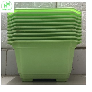 10 Chậu Nhựa Trồng Cây Mini Hình Chữ Nhật Màu Xanh Kích Thước  22x18x12Cm
