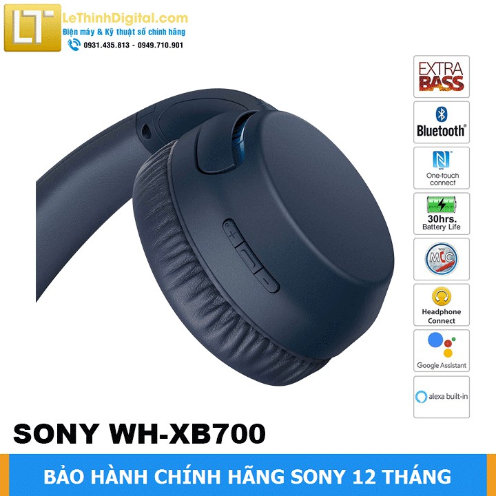 Tai nghe không dây Extra Bass Sony WH-XB700 ( XANH DƯƠNG ) | Hãng phân phối | Bảo hành chính hãng 12 tháng toàn quốc