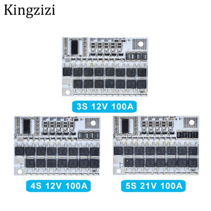 Mô đun bảng mạch bảo vệ pin sạc Lithium 3s / 4s / 5s Bms 12v 16.8v 21v 3.7v 100a Li-Ion tiện dụng