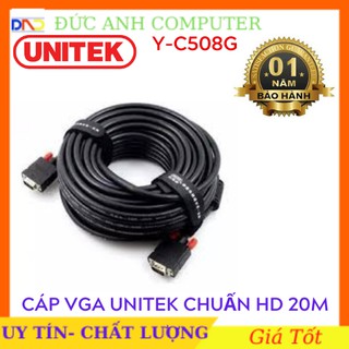 Cáp VGA Unitek  dài 20m-Y-C 508A -Cáp VGA chuẩn HD cho màn hình LCD- Chính Hãng 100%, Bảo Hành 12 Tháng- 1 Đổi 1