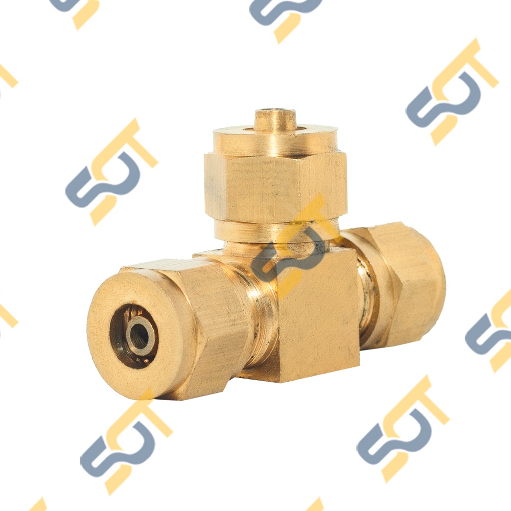 [NỐI CẮM ỐNG] Tê ba đầu nối cắm lòng trong xiết nón cho ống nhựa PU khí nén chất lỏng phun sương hơi nước - Đồng thau