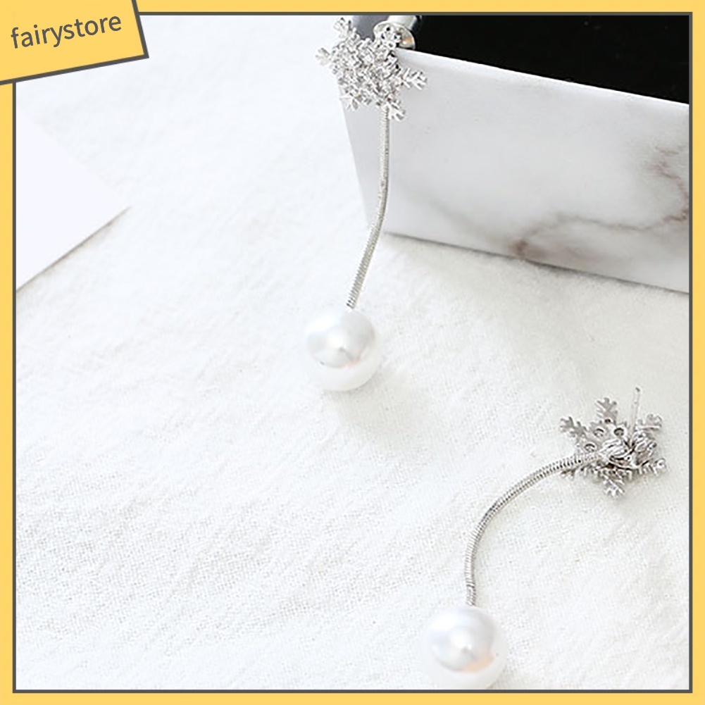 Đôi Khuyên Tai Dài Tạo Hình Hoa Tuyết Thời Trang Cho Nữ