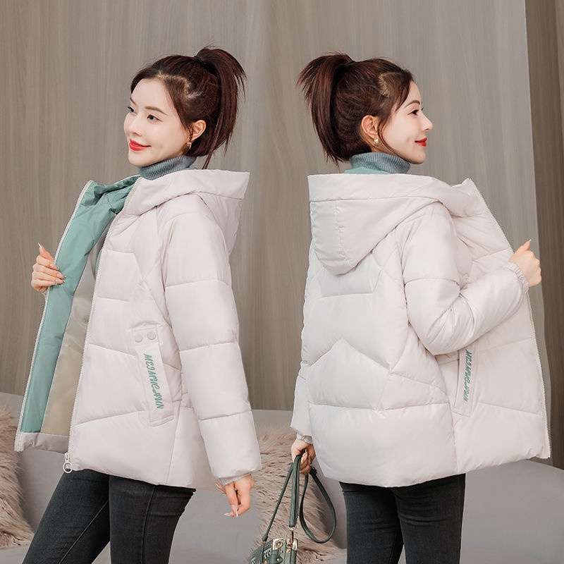 Áo Khoác Phao Đệm Cotton Dày Dáng Ngắn Có Mũ Trùm Thời Trang Mới 2022 Cho Nữ