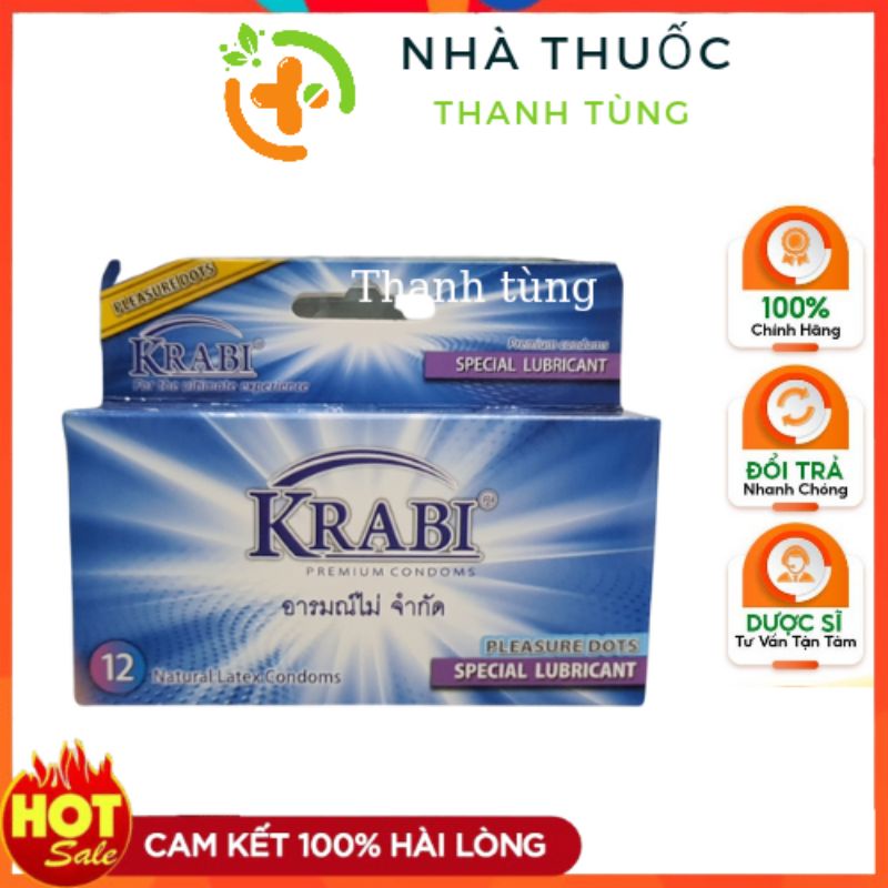Bao cao su Krabi thái lan - Bcs gân gai siêu mỏng , kéo dài thời gian bôi trơn hộp 12 chiếc đủ màu, Đủ loại_NTTT