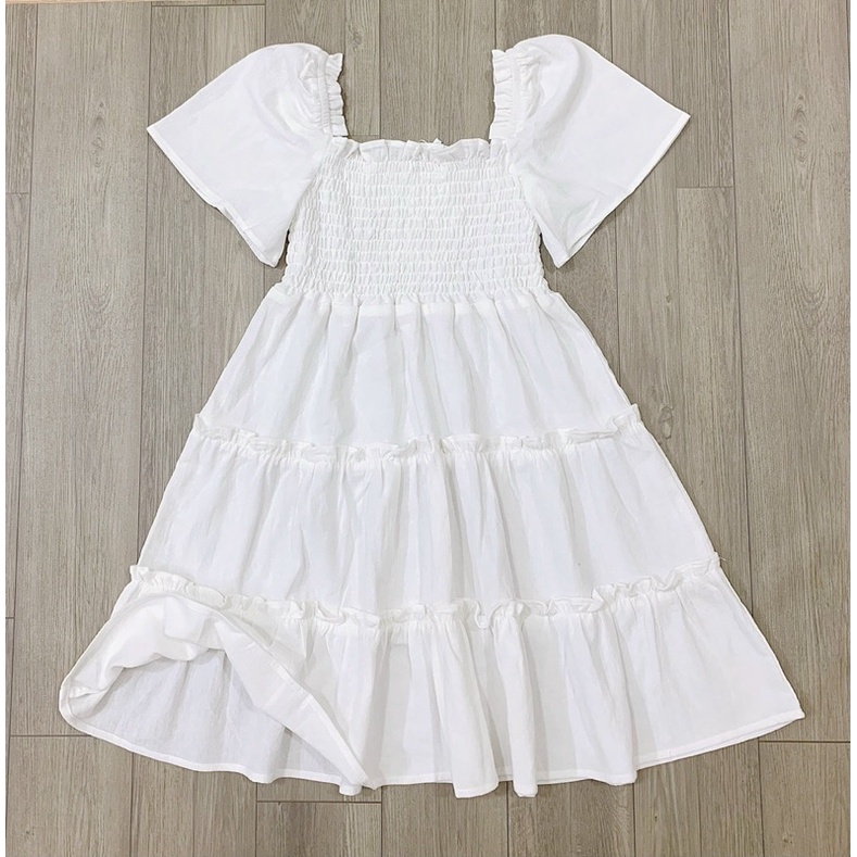 Váy smock chun ngực tay bồng-HÀNG SALE KO ĐỔI TRẢ