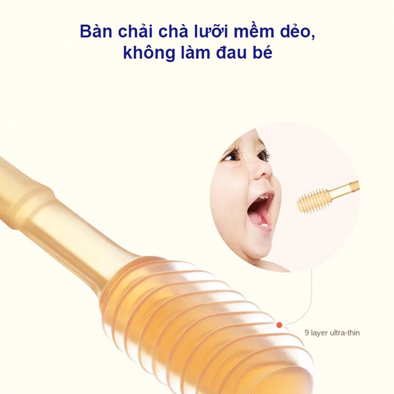 Bộ rơ lưỡi cho bé, Bàn chải silicon cho bé siêu mềm mại an toàn cho bé 0-18 tháng Baby-S – SSS022