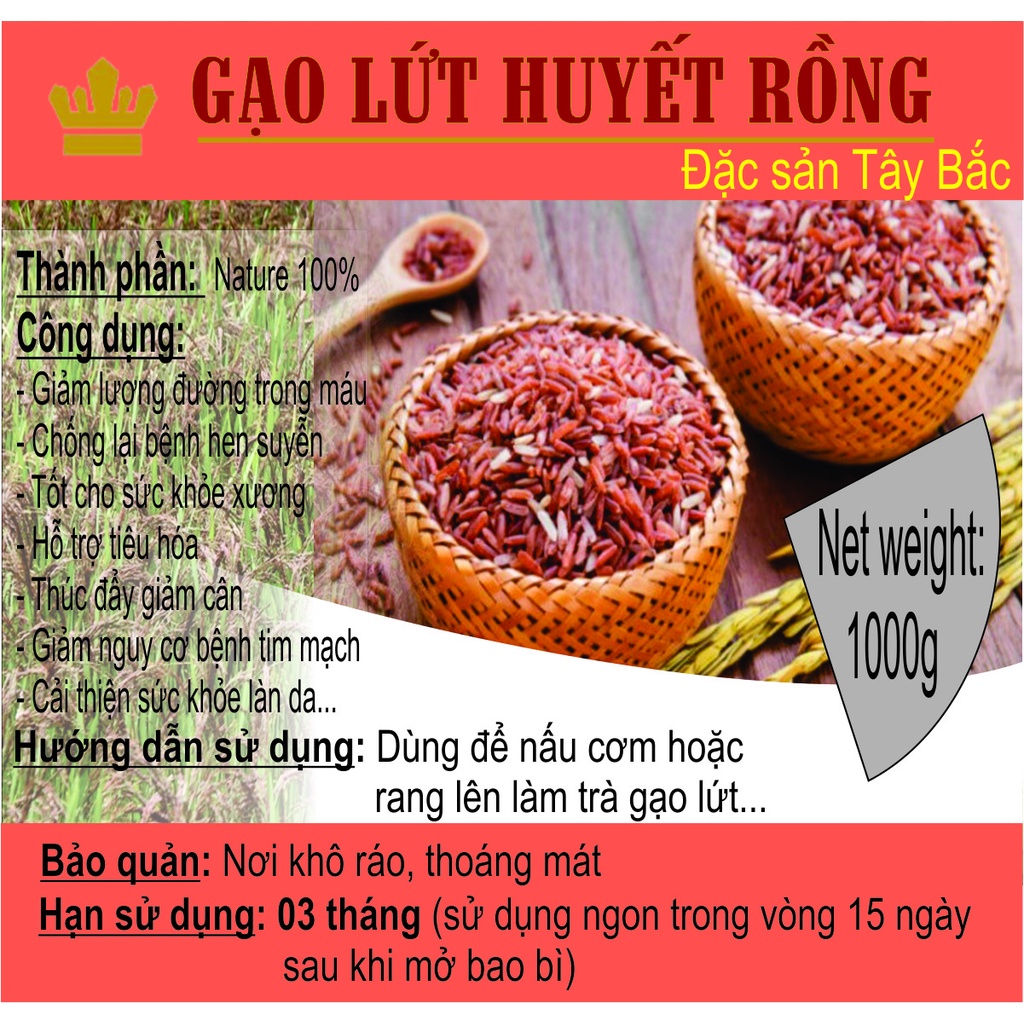 GẠO LỨT HUYẾT RỒNG HỮU CƠ CAO CẤP