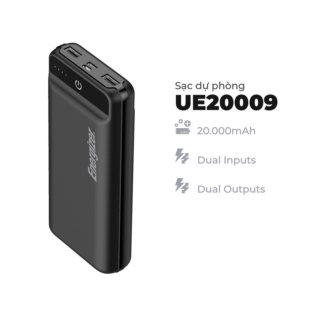 Pin sạc dự phòng Energizer UE20009 dung lượng 20000mah.