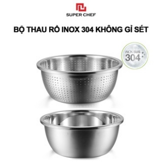 Bộ Thau Rổ Inox 304 Super Chef Dày, Sáng Bóng Siêu Bền Bỉ SC_BB61