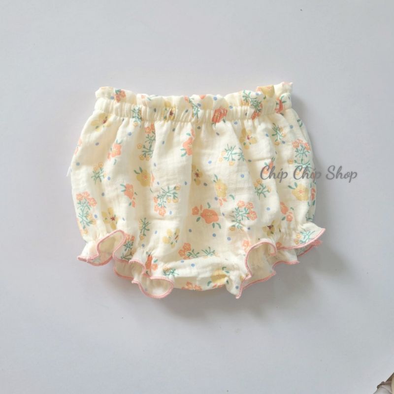 Quần bí xô muslin mềm mát cho bé gái(5-15kg)_ Chíp Chíp Shop