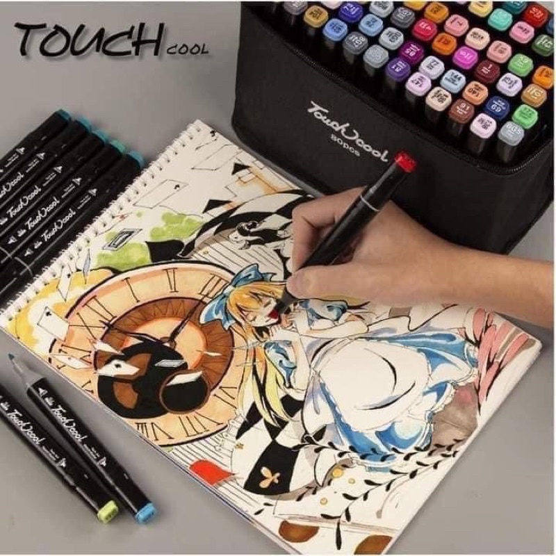Bộ bút dạ Bút Marker Touch 48 cây kèm túi vải 2 đầu linh hoạt to nhỏ tiện lợi