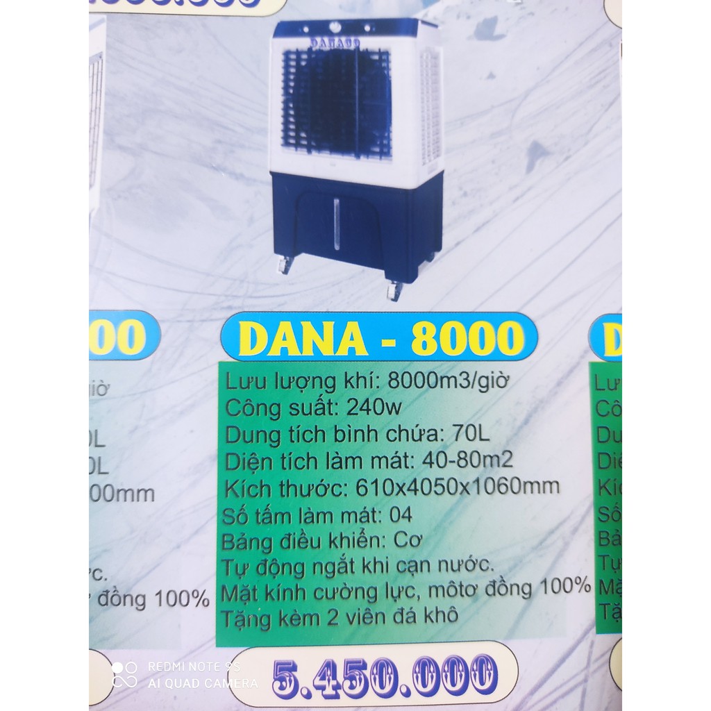 ạt điều hòa không Khí Danaco- 60 Lít- công Suất 150W -Motor ĐỒNG 100%