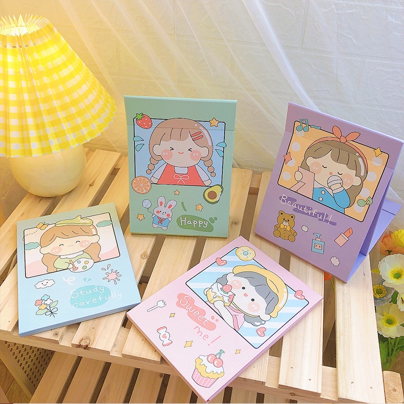 Gương Gấp Để Bàn 🍑SIZE LỚN🍑 Gương Trang Điểm Để Bàn Gấp Gọn Hoa Tiết Dễ Thương