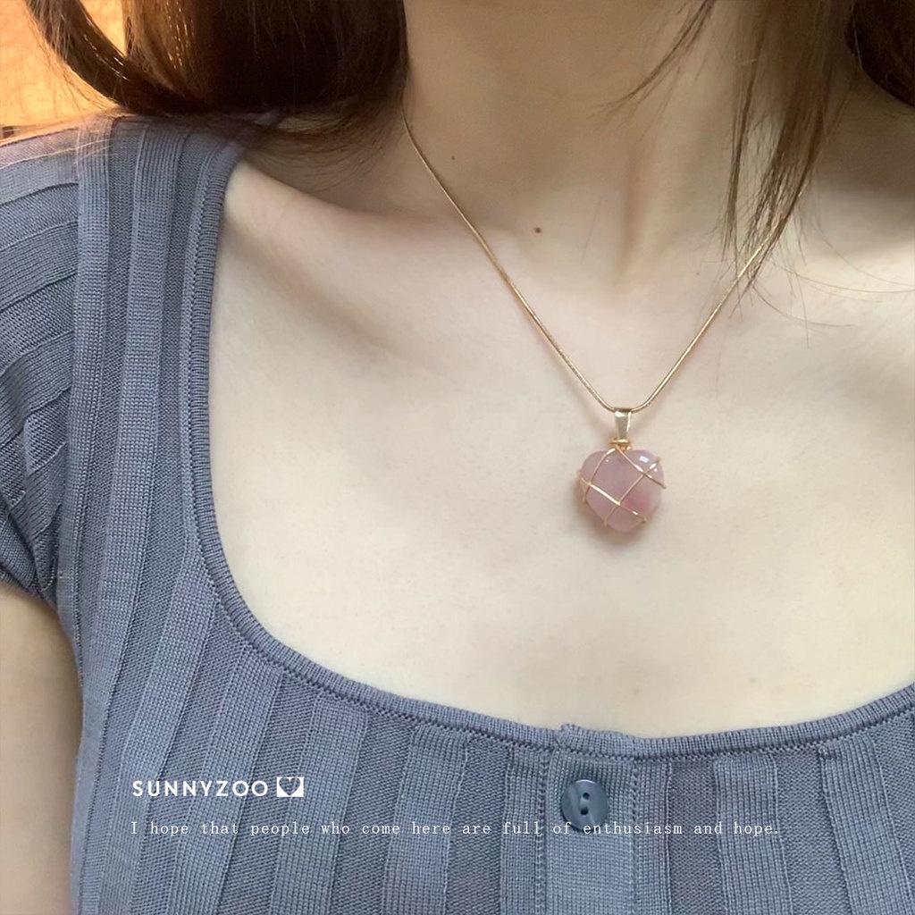 Vòng Cổ Mặt Trái Tim Màu Hồng Phong Cách Harajuku Thanh Lịch Thời Trang