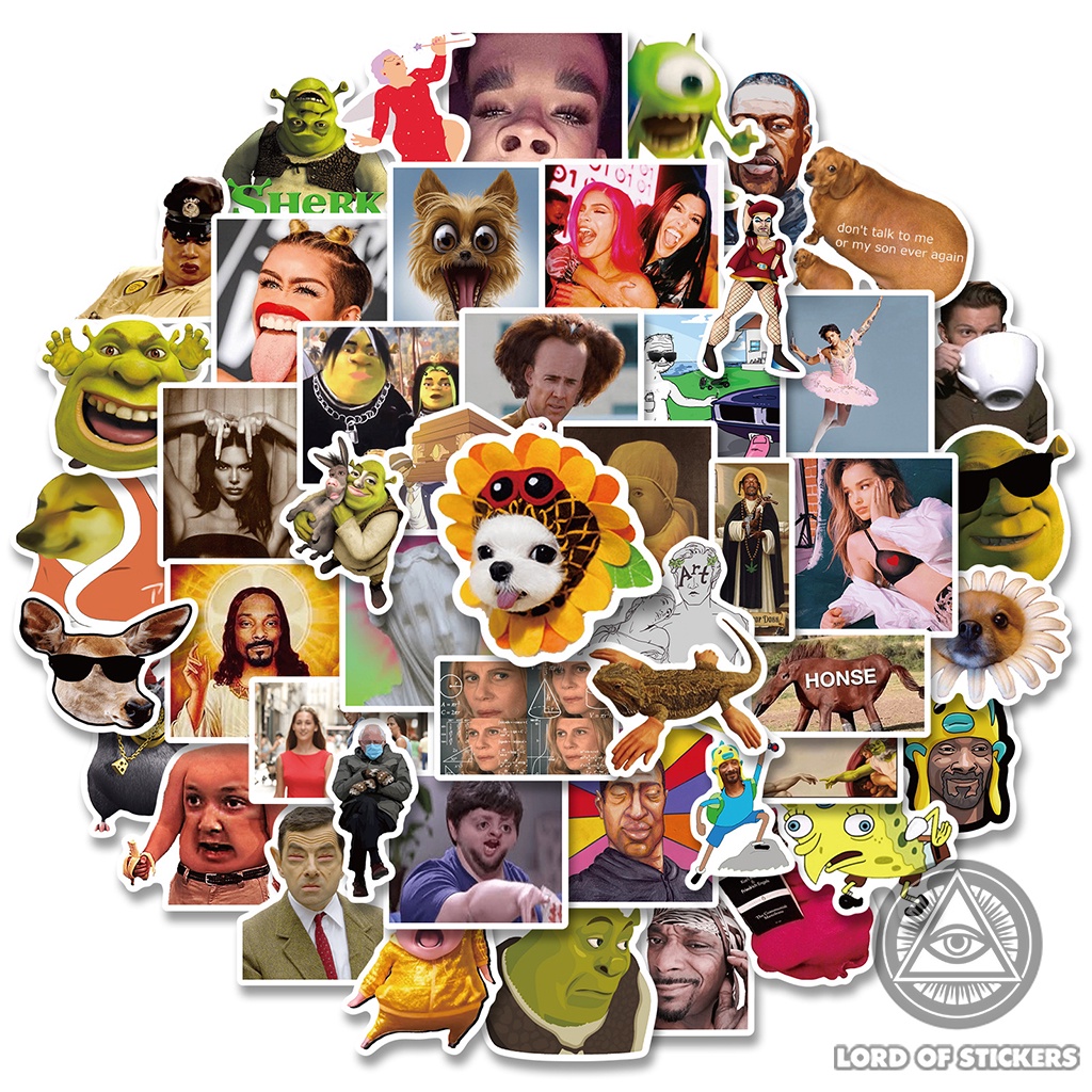 Set 50 Hình Dán Meme Sticker Cute Hài Hước Chống Thấm Nước Trang Trí Mũ Nón Bảo Hiểm, Laptop, Ván Trượt, Máy Tính, Vali