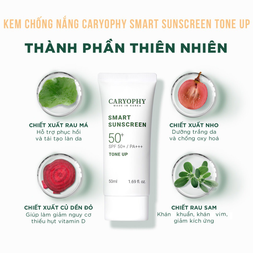 Combo 2 Sản Phẩm Ngừa Mụn, Giảm Thâm, Bảo Vệ Da CARYOPHY (Serum 10ml + KCN Tone Up 50ml)