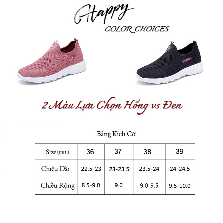 Giày Lười Thể Thao Nữ , Giày Sneaker Nữ Không Dây 201 [Sản Phẩm Hot] Thoải Mái Êm Chân Thoáng Khí Màu Đen Hồng