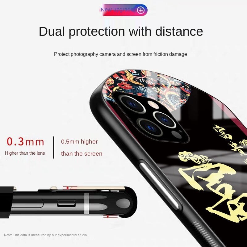 Ốp điện thoại kính họa tiết Tết Trung Quốc cho iPhone 6 7 8 Plus x xr xs 11 12 pro max
