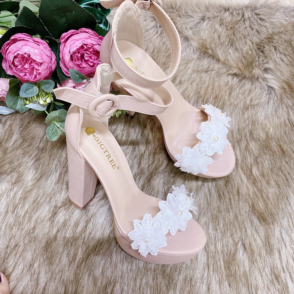 GIÀY CƯỚI ĐÚP 13CM HOA NGỌC CAO CẤP