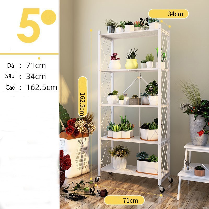 Kệ gấp gọn đa năng 4 tầng, 5 tầng Cho Phòng Khách Nhà Bếp Phòng Ăn - Kệ Để Đồ Đa Năng sắt Văn Phòng Hàng Nhập Khẩu