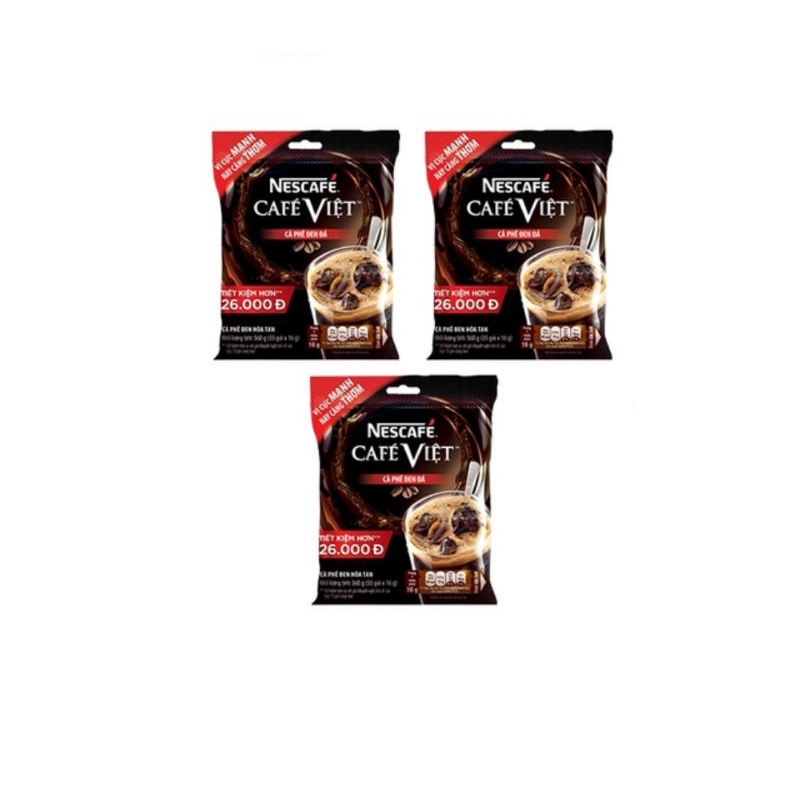 Combo 3 bịch Nescafé Việt, cà phê đen đá, Nescafé 35 x 16 gram