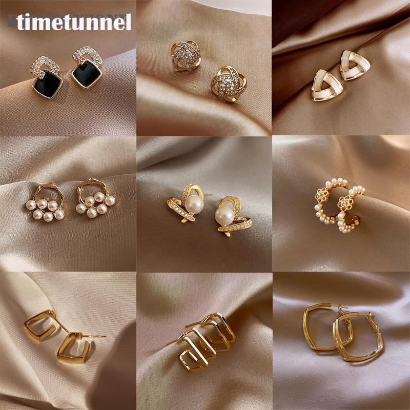 Bông Tai Mạ Bạc 925 Đính Ngọc Trai Nhân Tạo Thời Trang Hàn Quốc Cho Nữ