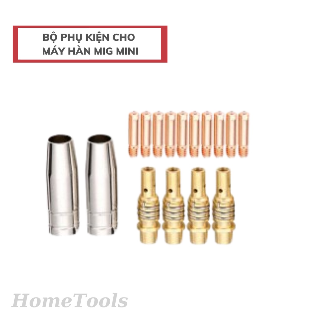 Bộ phụ kiện hàn MiG gồm 5 bép hàn 2 chụp khí 2 khớp nối súng mig 14AK và 15ak