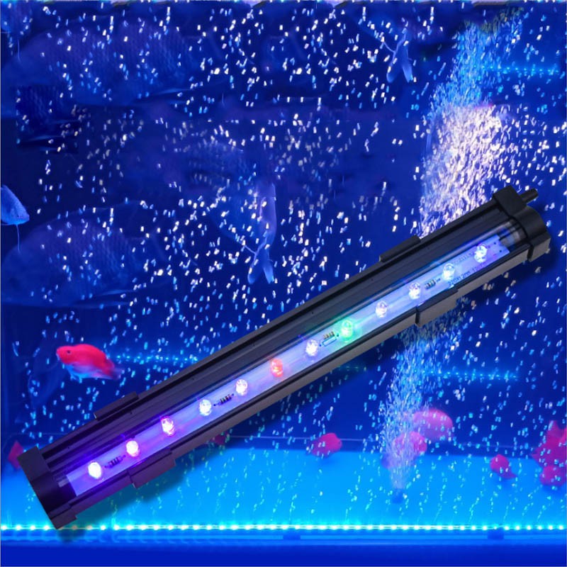 Bộ đèn LED đổi màu bể cá 15-25-35-45cm tùy chọn có đầu sủi bọt khí kèm máy tạo khí oxy cho bể cá