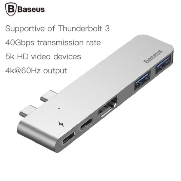 Bộ Hub chuyển đổi 5 trong 1 dành cho Macbook Pro nhãn hiệu Baseus CAHUB-B0G - HÀNG CHÍNH HÃNG