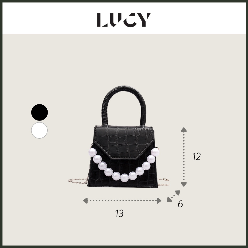 Túi đeo chéo nữ mini Lucy Store siêu đẹp giá rẻ phối quai ngọc đi chơi phong cách hàn quốc