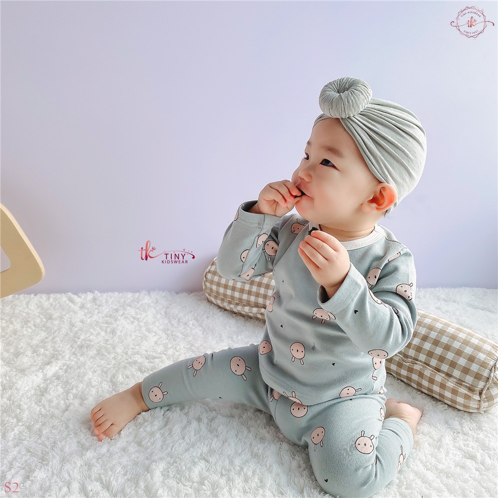 Bộ đồ dài tay thu đông chất cotton giữ nhiệt hình Thỏ cho bé từ 5-13kg [S2]