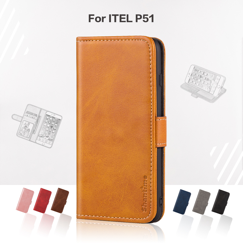 Bao da điện thoại kiểu ví nắp lật từ tính có ngăn đựng thẻ thời trang cho ITEL P51