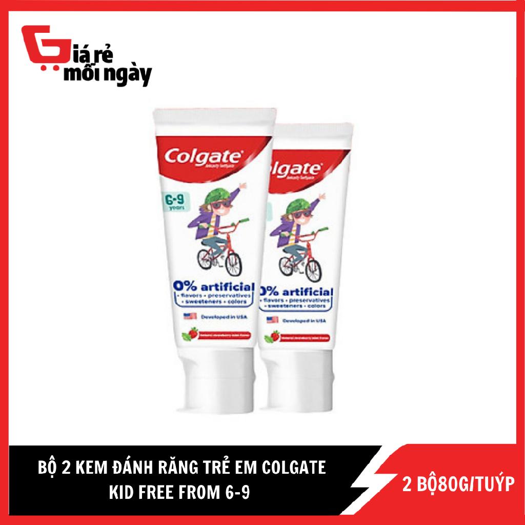 Bộ 2 kem đánh răng trẻ em Colgate Kid Free From không chất nhân tạo cho bé 3 đến 5 tuổi 80g/tuýp