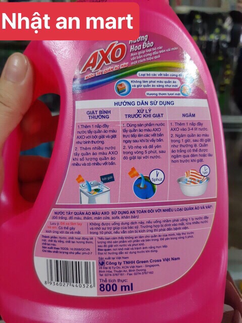 Nước Tẩy Quần Áo Màu AXO 400ml/800ml