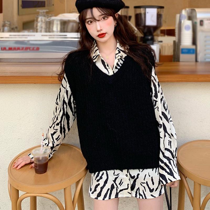 Áo Sơ Mi chiffon Tay Dài Dáng Rộng Họa Tiết Kẻ Sọc Hợp Thời Trang Cho Bạn Gái