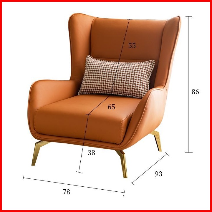 Ghế sofa đơn sofa lười kèm đôn gác chân, Ghế thư giãn đọc sách bọc da PU cao cấp