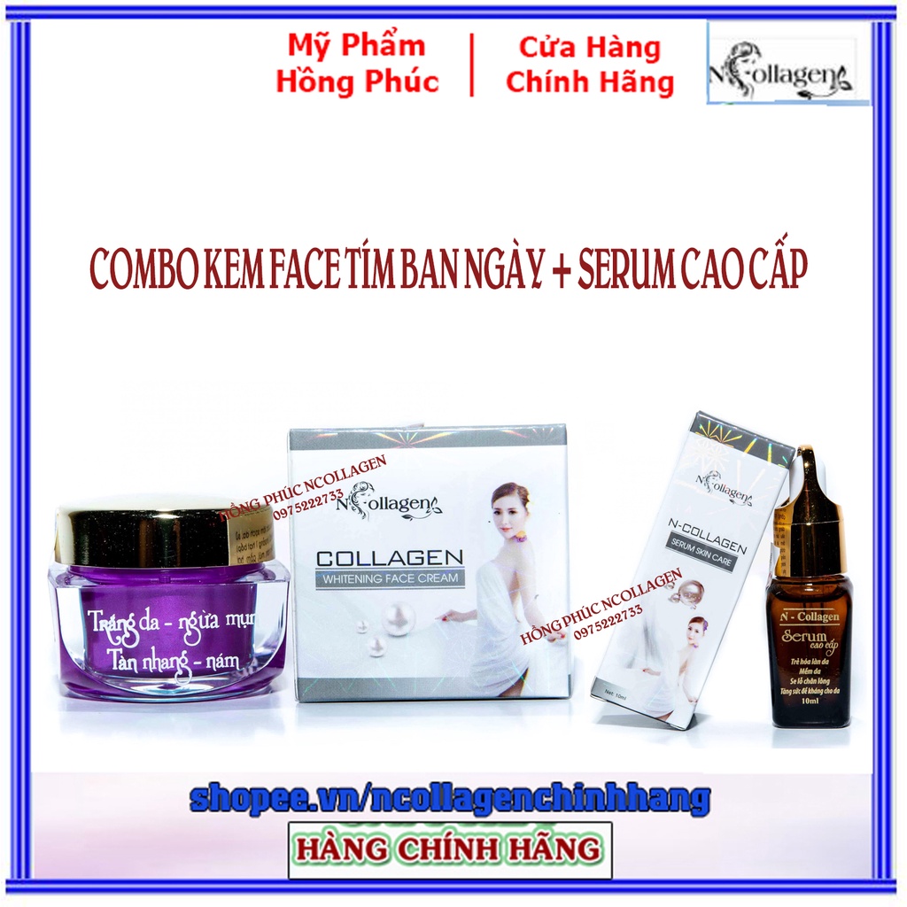 Combo kem Face Tím ngày+Serum Cao Cấp xóa bỏ mụn nám tàn nhan Chính Hãng N COLLAGEN - tri ân Đẹp -CỬA HÀNG HỒNG PHÚC