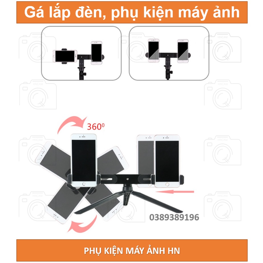 Gá lắp đèn và phụ kiện vào chân máy, lắp đèn quay video