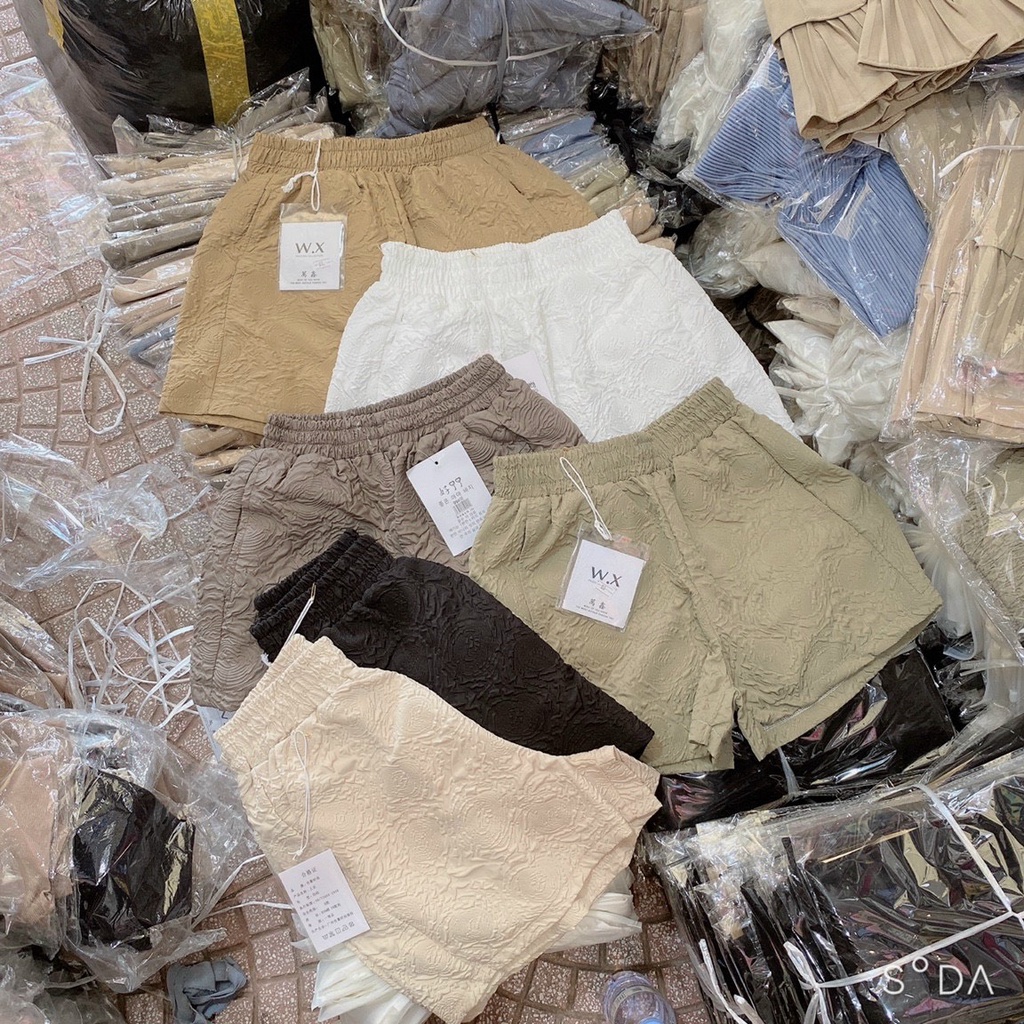 Quần short nữ ống rộng cạp cao lưng thun, quần đùi nữ xốp hoa nổi phối áo siêu xinh ( ảnh thật từ ảnh thứ 4)