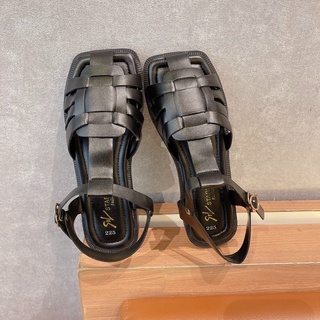 Sandal mũi vuông rọ đan da mềm đế chắc