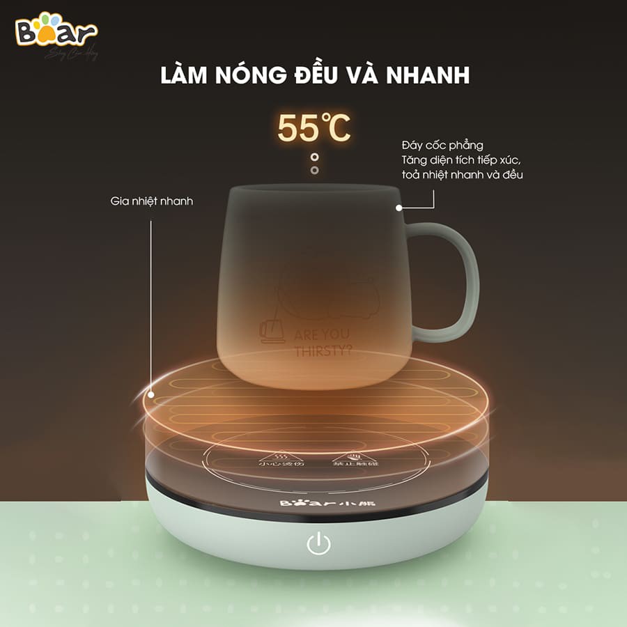 Đế làm nóng đồ uống Bear 1.5L DRBD-A16B1 - Green. Đế làm nóng chính hãng Bear cao cấp HAGU.