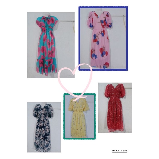 Đầm voan hoa dáng xòe dài tay ngắn size s size m mặc vừa