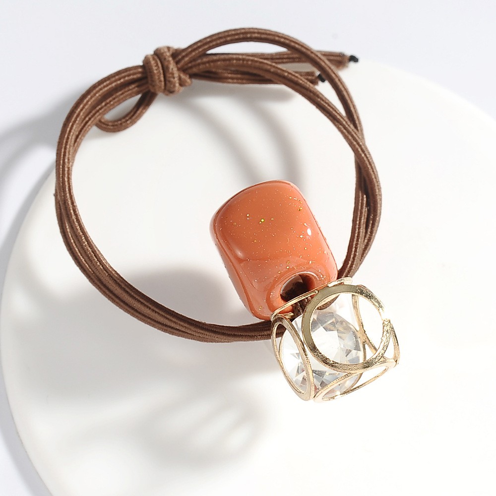 Dây buộc tóc đính đá pha lê màu sắc kẹo ngọt phong cách Hàn Quốc thời trang