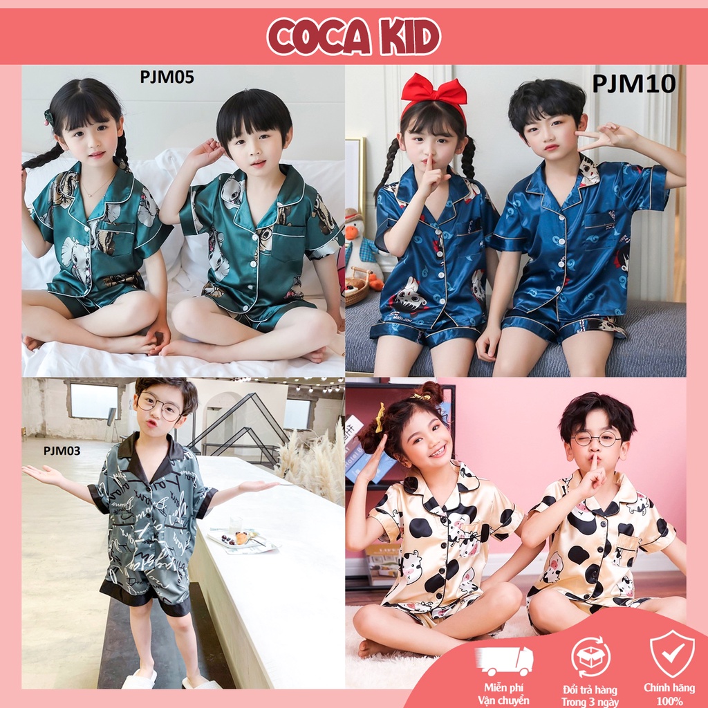 Đồ đồ pijama COCA KID cao cấp - bộ đồ nữ cho bé chất lụa thoáng mát in hình cực đáng yêu