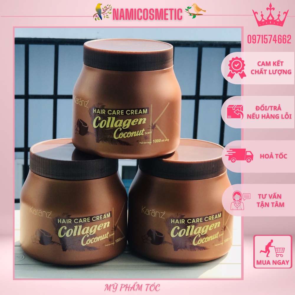 Kem Hấp Ủ Dừa Karanz Collagen Coconut Avocado 1000ml. Phục Hồi Tóc, Giúp Tóc Siêu Mềm Mượt Hàng Chính Hãng NAMI