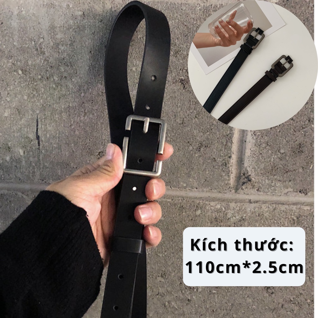 Thắt lưng nam nữ Ulzzang thời trang Hàn Quốc bản nhỏ 2.3cm - 2.8cm, dây nịt lưng cá tính hình vuông SAZ - Bbelt